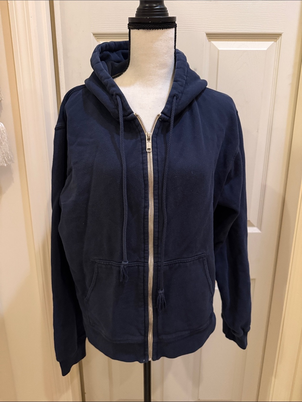Brandy Melville Navy Full-Zip Hooded Sweatshirt